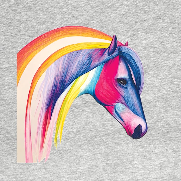 Rainbow Horse on Black - Striking and Beautiful by Geminiartstudio